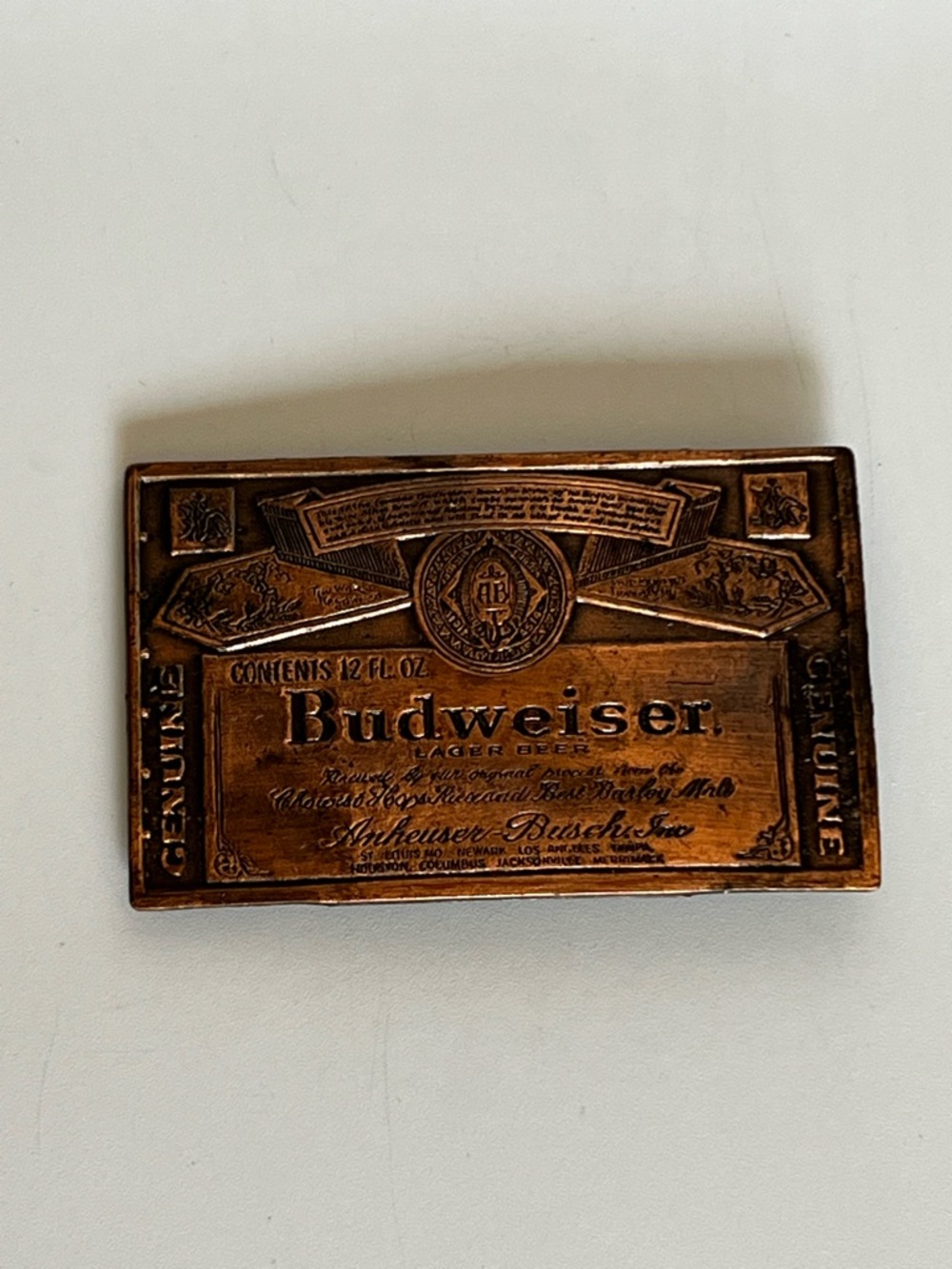 Budweiser Vintage Busch Bronze Metal Belt Buckle